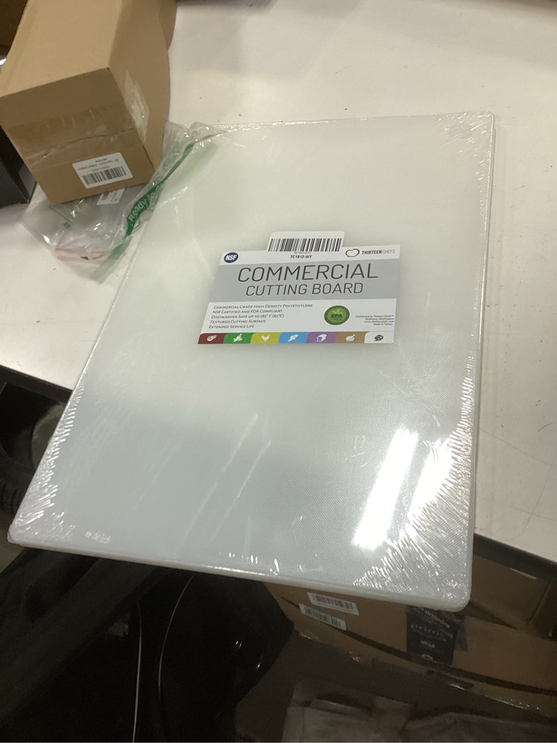 Condition photo showing New/Like New for Thirteen Chefs Large 18 x 12 Yellow Cutting Board - Professional 1/2 Inch Thick HDPE for Poultry and Chicken - Food Service and Restaurant Certified 18"L x 12"W Yellow