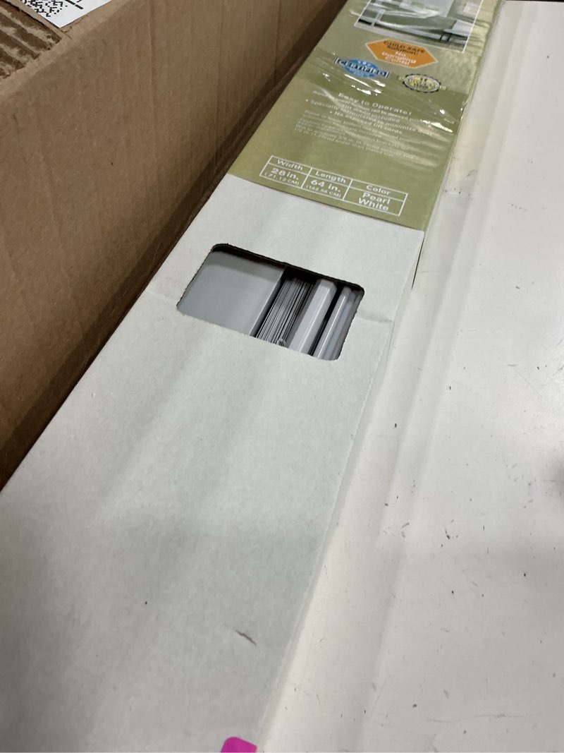Condition photo showing Good Condition for cordless gii morningstar 1" light filtering mini blind 28x64 - white 28"w x 64"h pearl white