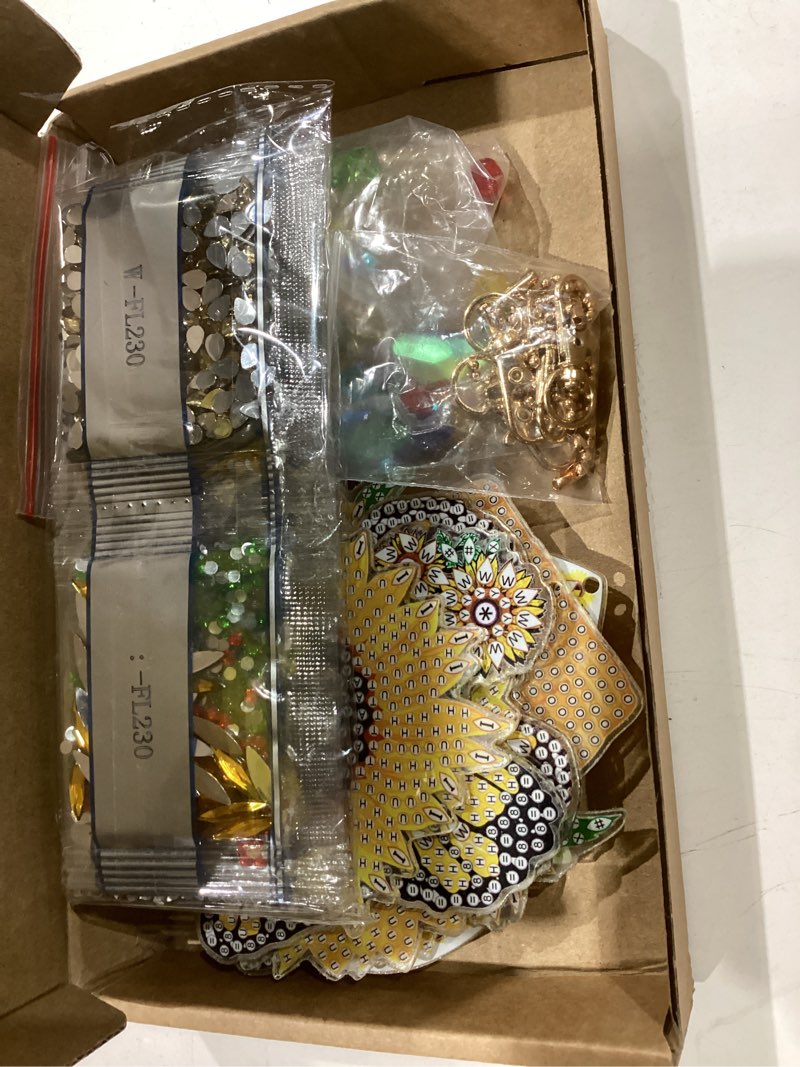 Condition photo showing Good Condition for tradder 6 pcs sunflower diamond art kits suncatchers for adults sunflower wind chimes double sided butterfly ornaments with crystal pendant for adults diy summer home garden hanging ornament sunflower style