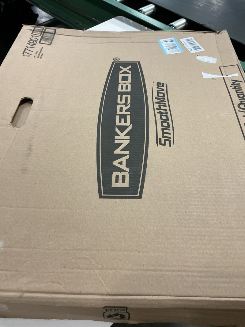 Condition photo showing New/Like New for bankers box small classic moving box 10 pack, reinforced handles, tape-free assembly, box with lid, 15-in x 12-in x 10-in (7714901) small, 10 count (pack of 1)