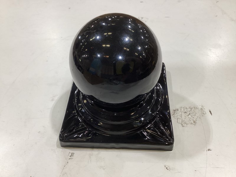 Condition photo showing Good Condition for uxcell metal ball post cap, 5.91 x 5.91 inch round fence post cap with ball top, decorative iron pipe caps for square posts, handrail guardrail, deck railing, gate, mailbox, black 5.91 x 5.91 inch 1