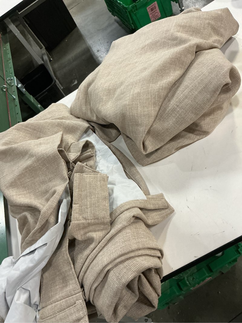 Condition photo showing Good Condition for H.VERSAILTEX Linen Curtains 100% Blackout Curtains for Bedroom 90 inch Long Full Light Blocking Nature Linen Blended Window Curtains for Living Room Nickel Grommet (2 Panels, Stone) Stone 52"W x 90"L (Pack of 2)