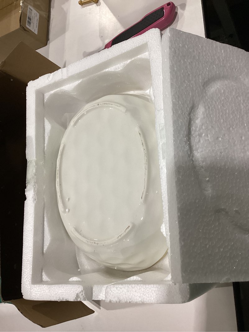 Condition photo showing New/Like New for jessie 2 tier ceramic fruit bowl for kitchen counter with metal rack, fruit basket with stand, porcelain bowls for vegetable bread candy snack nuts dessert cake tray (gold 2 layer)