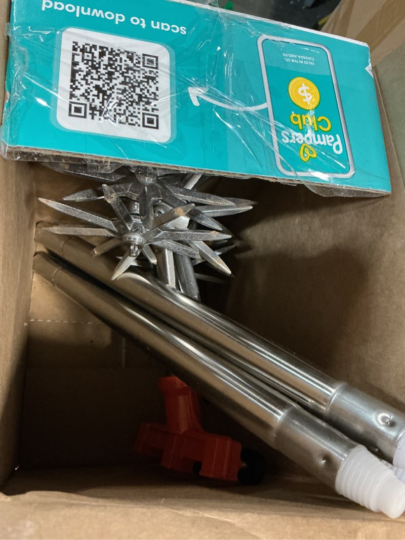 Condition photo showing As Is for rotary cultivator garden rotary tiller adjustable stainless steel poles hand tiller for soil mixing or reseeding grass lawn tiller total length 57 inch orange