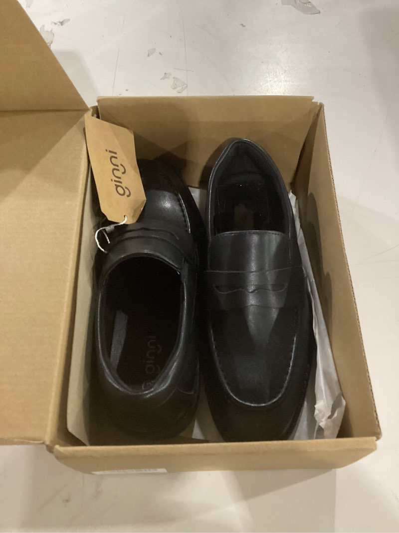 Condition photo showing Good Condition for ginni boys dress shoes slip-on loafers comfortable lightweight wedding church shoes for toddler/little kid/big kid 2 little kid black