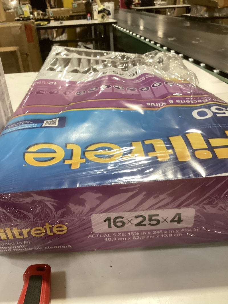 Condition photo showing As Is for filtrete 16x25x4 hvac furnace air filter  mpr 1550 merv 12  ultra allergen reduction  1 filter