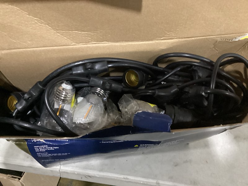 Condition photo showing Good Condition for harbor breeze 48-ft plug-in black indoor/outdoor string light with 24 white -light led edison bulbs