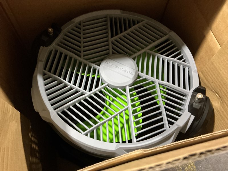 Condition photo showing Good Condition for possibly incomplete/missing items  ego 19.49 in. h 5 speed oscillating misting fan remote control