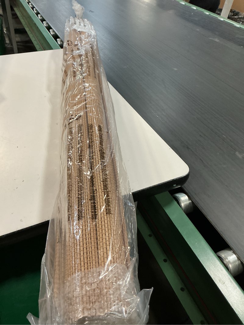 Condition photo showing Good Condition for unishades no drill cordless bamboo roman shades, light filtering woven natural bamboo window covering, easy install roman style shade, for window size 40" w × 64" h - carbonized ?thin bamboo strips?carbonized 40" w × 64" h