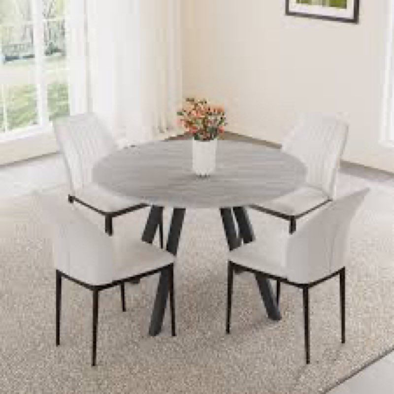 ((Incomplete only 4 chair ))Siefert 35.4'' Round Dining Table Set, Kitchen Dining Table and 4 Dining Chairs