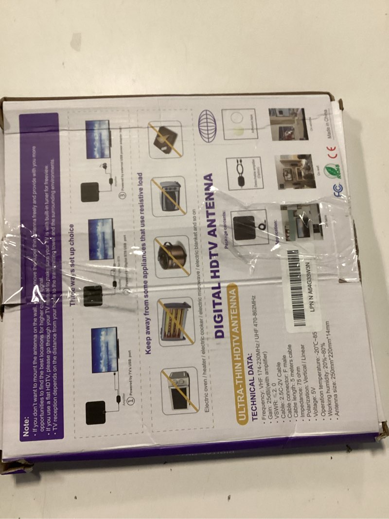 Condition photo showing New/Like New for TV Antenna Indoor Long Range 900 Miles, Supports 4K 1080p Smart TV Signal Reception with Signal Amplifier 16ft HDTV Coax Cable