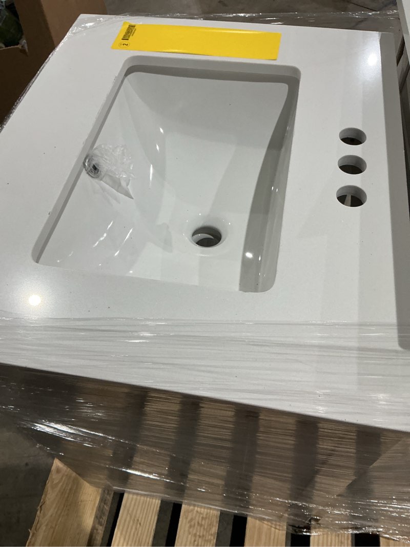 Condition photo showing As Is for 100+ bought last week style selections dolton 24-in true white undermount single sink bathroom vanity