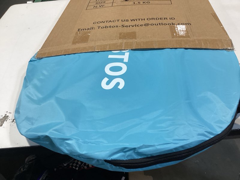Condition photo showing Good Condition for tobtos upf 50+ pop up beach tent, easy set up beach umbrella, sun shelter for 2-3 people uv protection portable sunshade, baby canopy cabana, lightweight with carry bag blue for 2-3 person