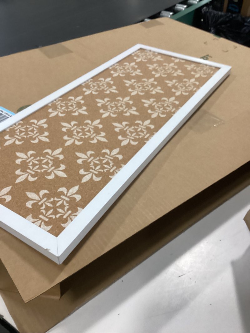 Condition photo showing Good Condition for Juvale Cork Bulletin Board - 10 x 24 inch with White Frame, Decorative Rectangle Hanging Pin Board for Office, Bedroom, Home Decor, Message