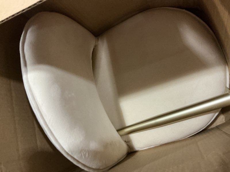 Condition photo showing As Is for Vanity Chair with Adjustable Back Vanity Stool with Backrest Multifunction Chair for Dressing Home Office Kitchen Dinning Room and Living Room(Adjustable Backrest-Velvet White)