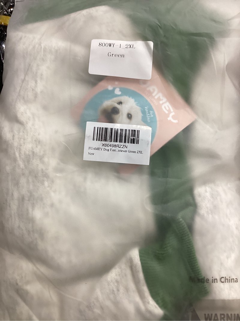 Condition photo showing New/Like New for FUAMEY Dog Sweatshirt Fleece Lined for Extra Large Dogs,Dog Pullover Sweater Soft Dogs Warm Sweaters Puppy Stretchy Clothes Winter American Style Raglan Sleeve Crewneck Pullover Green XXL XX-Large(chest:35in) Green