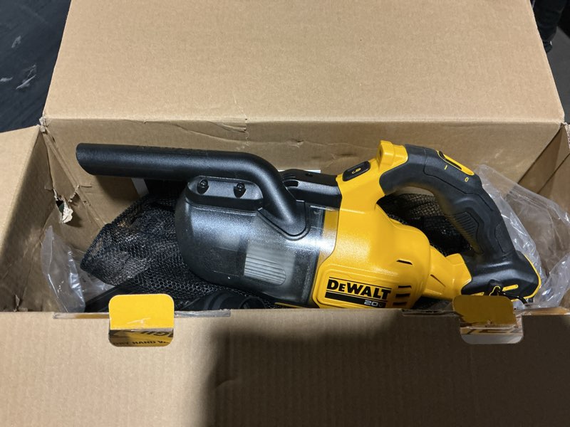 Condition photo showing As Is for DEWALT 20V Handheld Vacuum Cordless, Car Vacuum with HEPA Filter, 6 Attachments and LED Light, High Performance Dry Only Small Shop Vac, Battery Not Included (DCV501HB)