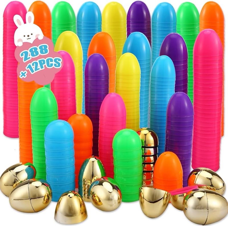 the dreidel company 1000-pack fillable easter eggs with hinge bulk colorful bright plastic easter eggs, perfect for easter egg hunt, suprise egg, easter hunt, 2.25" assorted colors (1000-pack)