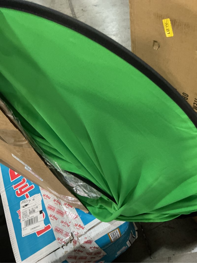 Condition photo showing As Is for portable green screen chair, 57 in greenscreen backdrop with stand double sided foldable green background, chroma key, for photography streaming gaming photo zoom video chats and meeting