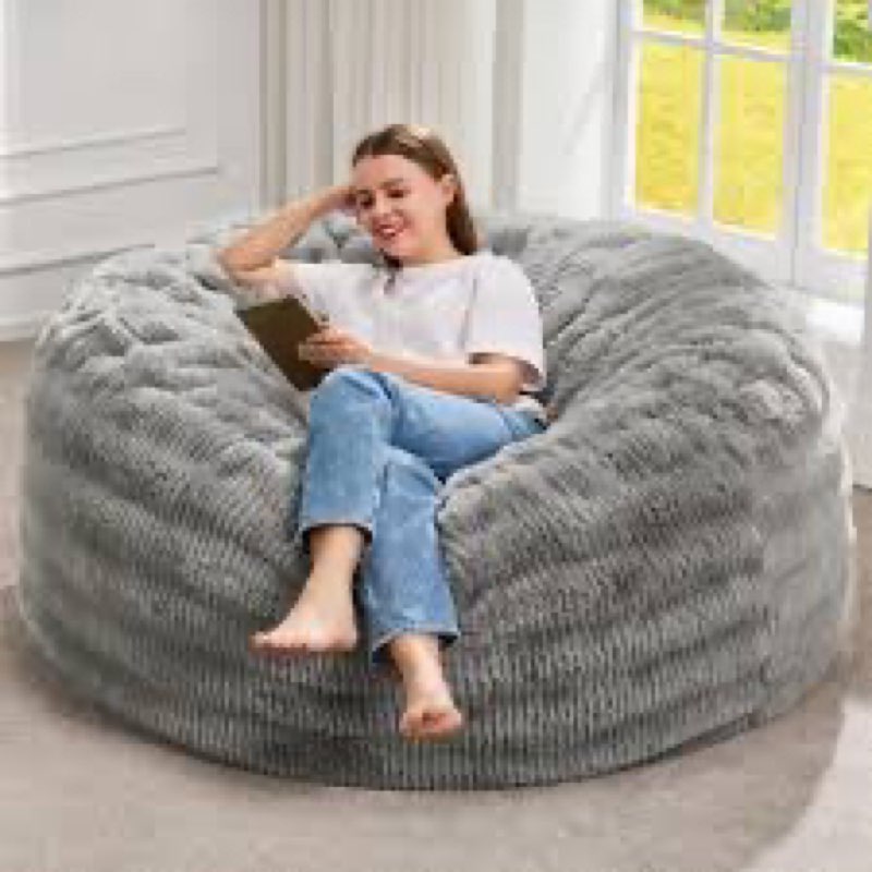 Hobestluk Bean Bag Chairs Beanbag Chair with Filler Adult Bean Bags with Fluffy Ripple Cover, Giant 