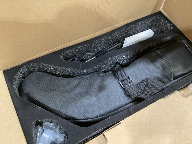 Condition photo showing New/Like New for svbony sv406 20-60x80 spotting scope, equipped with 3-axis adjustable adapter & sa411 remote shutter for digiscoping, bak4 prism hd spotter scope, scopes for wildlife observing, bird watching with adapter & shutte