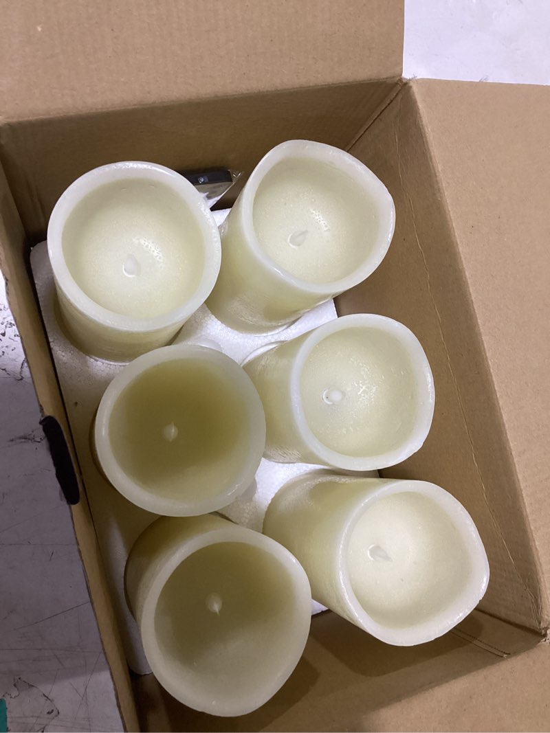 Condition photo showing Good Condition for h-blossom flameless candles battery operated real wax pillar led candles with 10 key remote control cycling 24 hours timer set of 6 (3" x 6" remote)