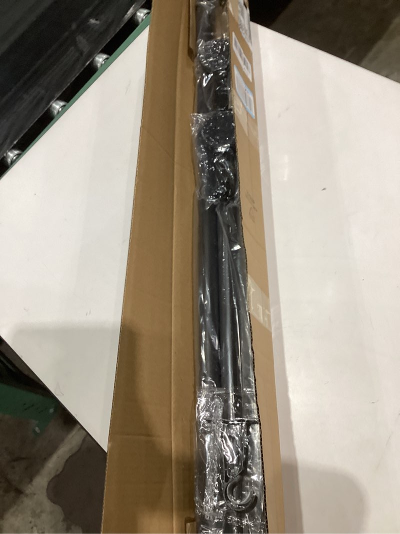 Condition photo showing New/Like New for Tension Shower Curtain Rod 51-126In(4.25-10.5Ft), Long Shower Curtain Rod No Drilling for Window or Bathroom Patio, Adjustable Spring Shower Rod, Easy to Install Never Rust Rod Diameter 1.26Inch-Black Black 51''-126''