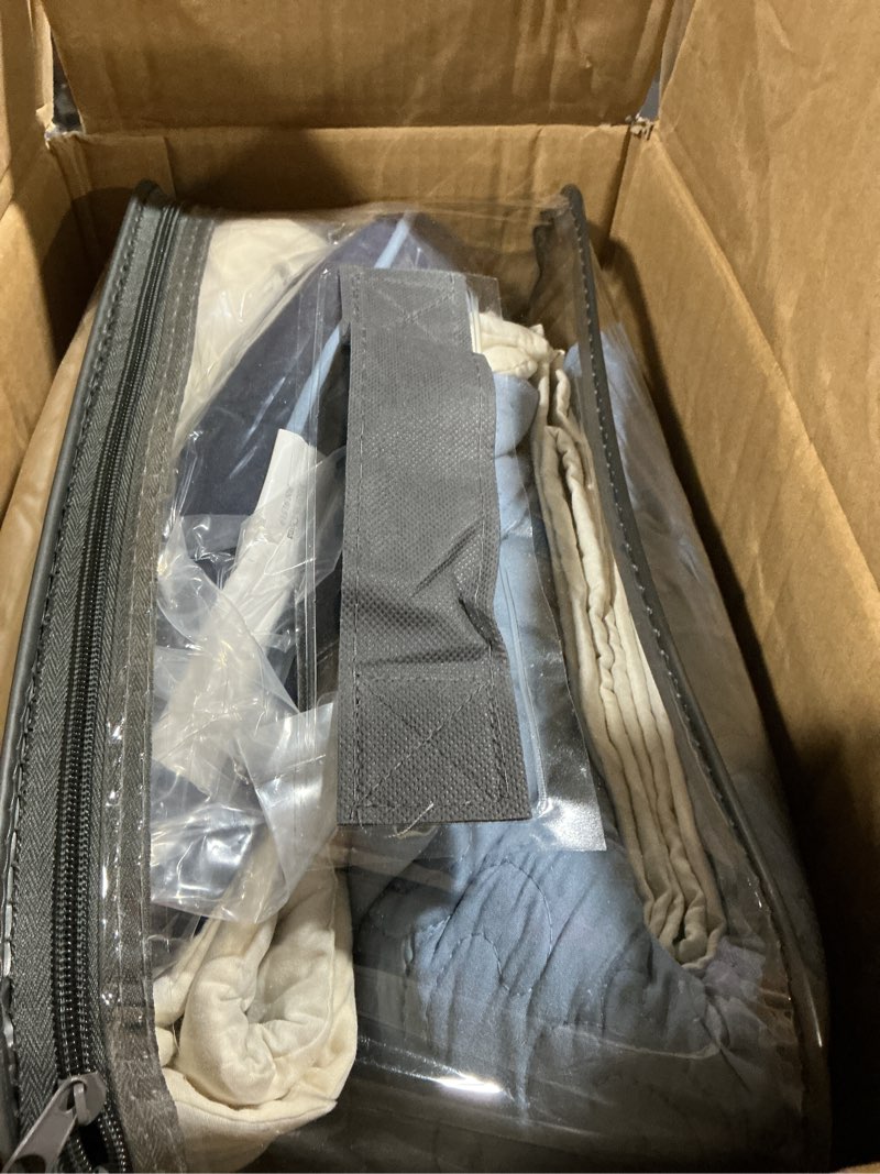 Condition photo showing Good Condition for Madison Park Attingham Reversible Quilt Set - All Season Breathable Coverlet, Lightweight Cozy Bedding Layers, Matching Shams, Full/Queen(90"x90"), Navy 7 Piece Navy Full/Queen (90 in x 90 in)
