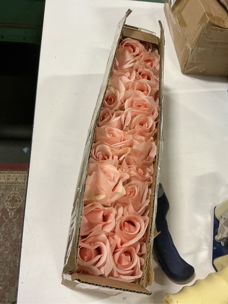 Condition photo showing Good Condition for Artificial Satin Rose Flower Heads,42 Pcs Silk Rose Heads with Stems,3.5'' Rose Artificial Flowers B