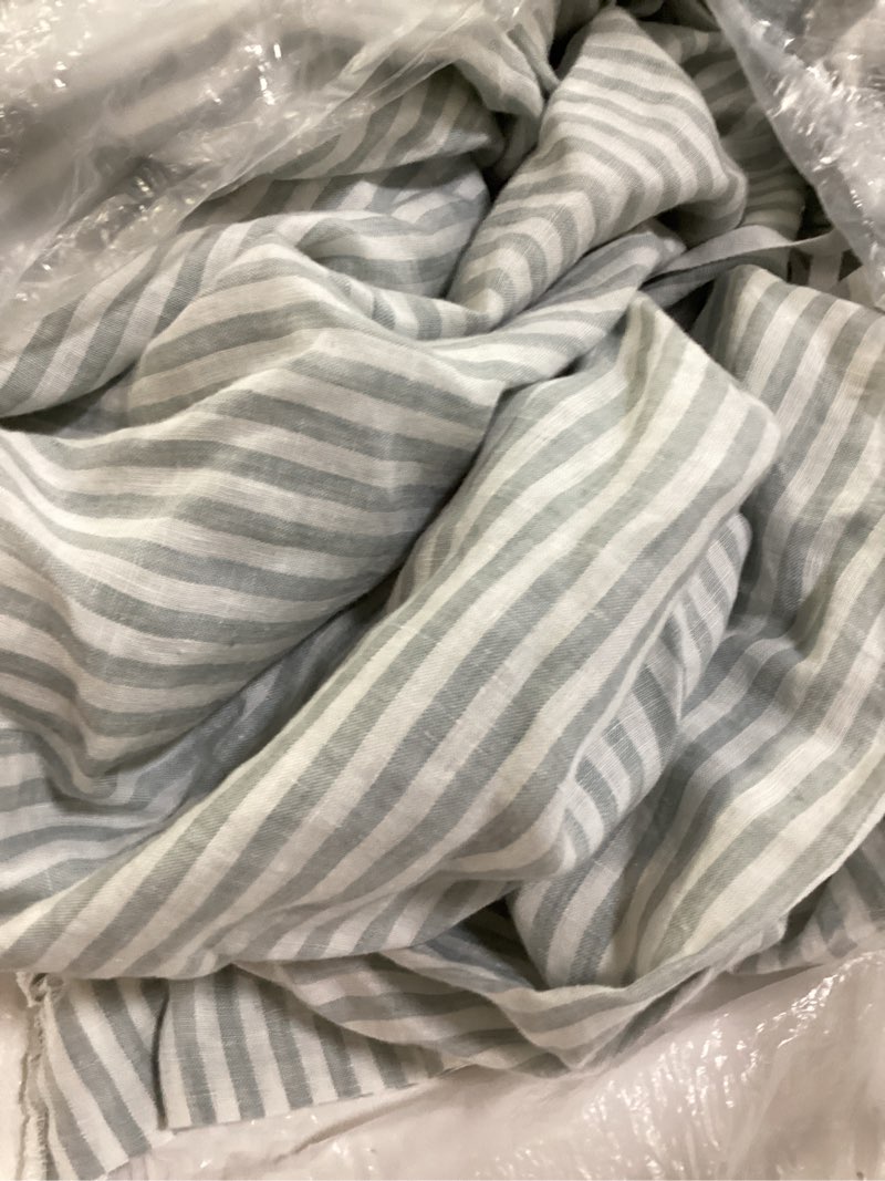 Condition photo showing As Is for european linen stripe duvet cover set, full/queen, mist/white stripe