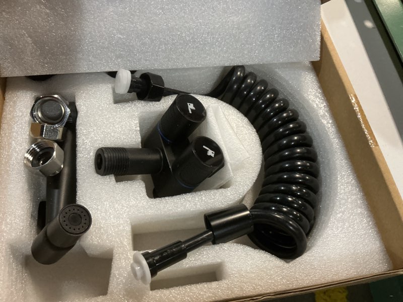 Condition photo showing As Is for handheld toilet bidet sprayer for toilet, muslim shower bidet toilet hose sprayer kit, jet spray bidet attachment connected to faucet for cloth diaper care and feminine wash (black)
