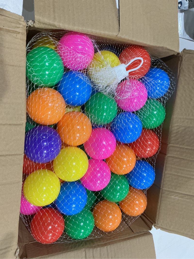 Condition photo showing Good Condition for 1000pcs crushproof plastic ball pit balls for kids and toddlers - safe indoor/outdoor playtime spheres - easy clean colorful assorted pack - pastel/white/multicolored 50 balls rainbow