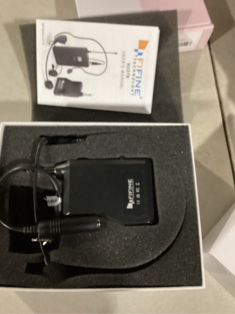Condition photo showing Good Condition for FIFINE Wireless Microphone System, Wireless Microphone set with Headset and Lavalier Lapel Mics, Beltpack Transmitter and Receiver,Ideal for Teaching, Preaching and Public Speaking Applications-K037B