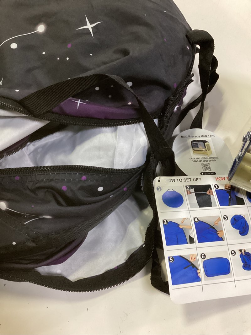 Condition photo showing Good Condition for Poray Pop Up Baby Bed Tent Privacy Tent for Toddler Sleeping with 2 Zipper Doors,Breathable Mesh Windows and Portable Carry Bag Starry Constellation