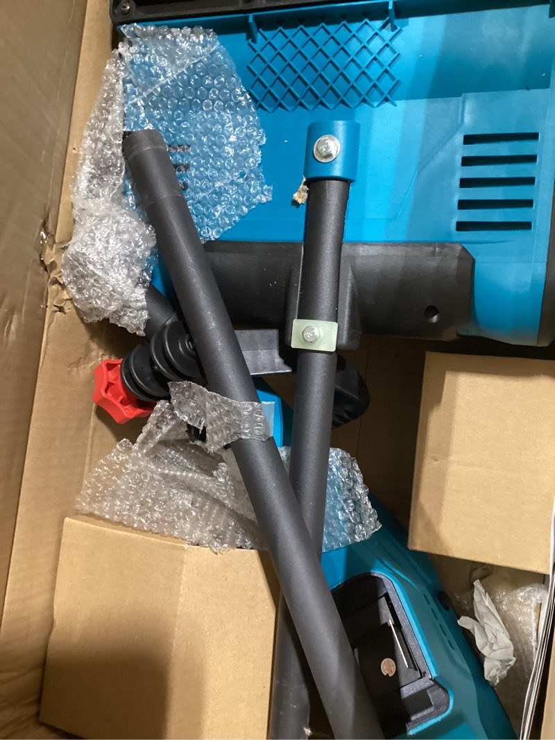Condition photo showing As Is for cordless snow shovel, electric snow blower, 26ft throw distance, battery snow thrower, winter snow removal tool for home, yard and patio, lightweight 9lb, includes 2pcs 4.0ah battery and charger