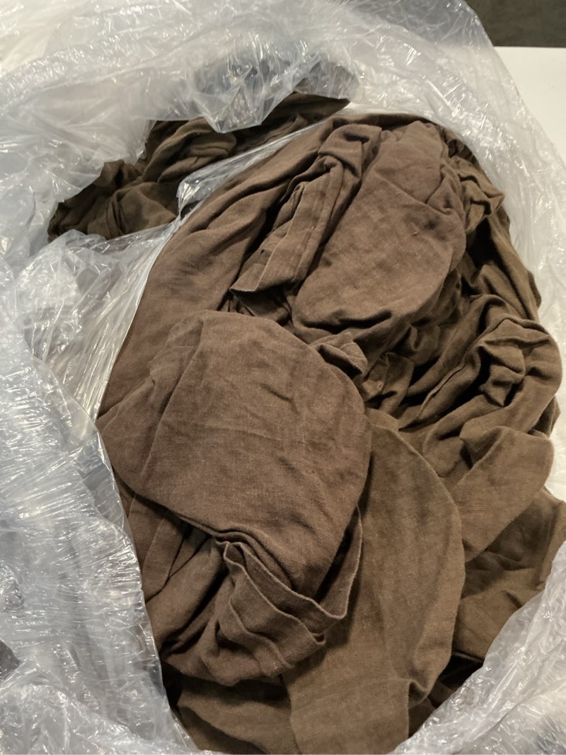 Condition photo showing As Is for european linen sheet set, king, espresso