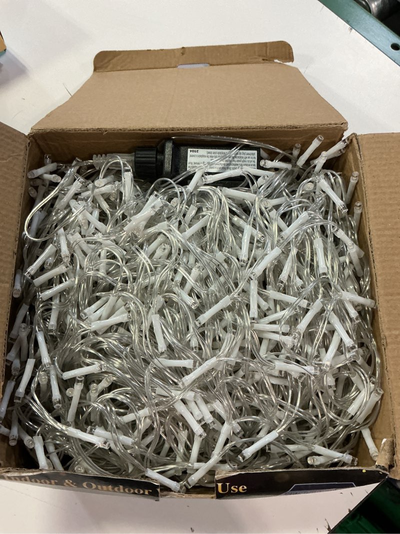 Condition photo showing Good Condition for warm white christmas lights outdoor - 99ft 1216 led 8 modes hanging dripping icicle string lights with 228 drops, plug in waterproof timer memory for house home holiday yard wedding party indoor warm white 99 ft 1216 led
