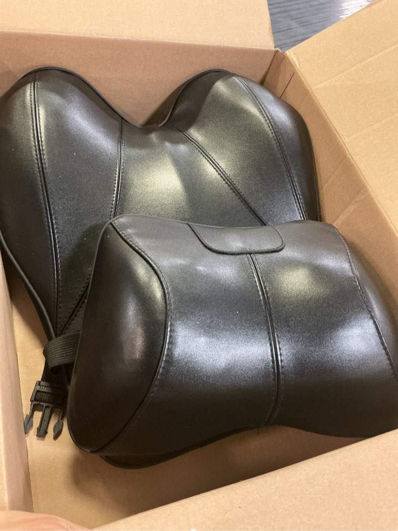 Condition photo showing Good Condition for memory foam car headrest neck pillow lumbar support cushion for tesla model y/3/x/s bmw x3 x5 lexus tx350 nx350 350h rx350 volvo xc60 xc90 for long trips driving home office(black) black 2 packs-headrest pillow*1+lumbar support*1