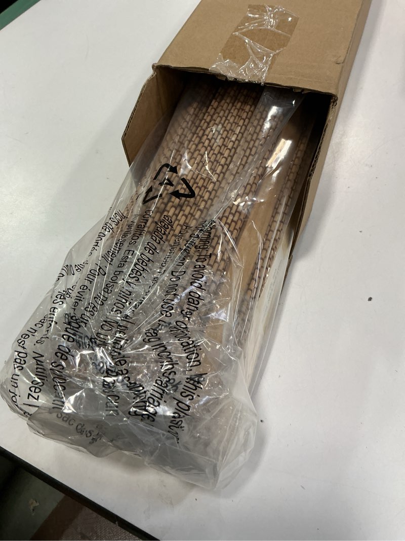 Condition photo showing Good Condition for LazBlinds No Tools No Drill Cordless Bamboo Roman Shades, Light Filtering Window Treatment, Roll Up Bamboo Blinds for Windows 28'' W x 64'' H, Acorn Light Filtering-acorn 28" W x 64" H