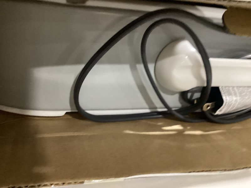 Condition photo showing As Is for lasko 20" classic box fan with weather-resistant motor, 3 speeds, 22.5" h, white, b20200, new