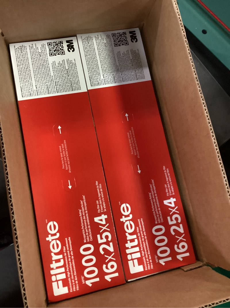 Condition photo showing New/Like New for filtrete 16x25x4 ac furnace air filter, mpr 1000, merv 11, fits honeywell & lennox, allergen defense, electrostatic air cleaning filter, 2-pack (actual size 15.88x24.56x4.31 in)