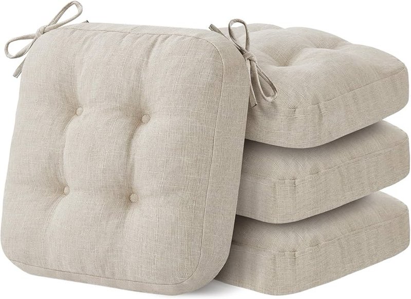 IASEAHK Chair Cushions, Memory Foam Dining Chair Cushions, Tufted Indoor Chair Pads, Set of 4, 16.5'