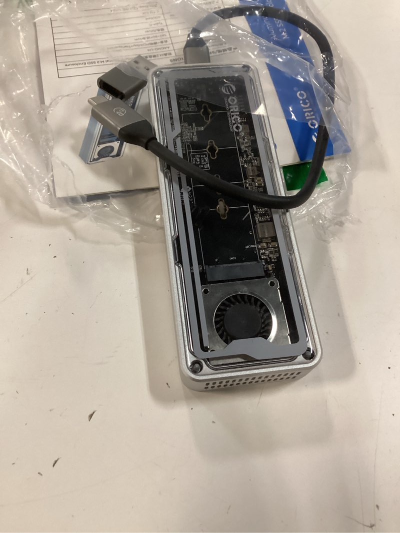 Condition photo showing Good Condition for orico 40gbps m.2 nvme ssd enclosure with cooling fan, tool-free installation aluminum crystal nvme case, support 2280 m2 solid state drive, compatible with thunderbolt 3/4 usb4/3.2/3.1/3.0 aagm2-us