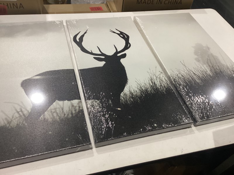 Condition photo showing New/Like New for innopics 3 piece canvas wall art wildlife deer silhouette abstract animal painting pictures black and white artwork stretched modern home office decor 12x24inchx3pcs
