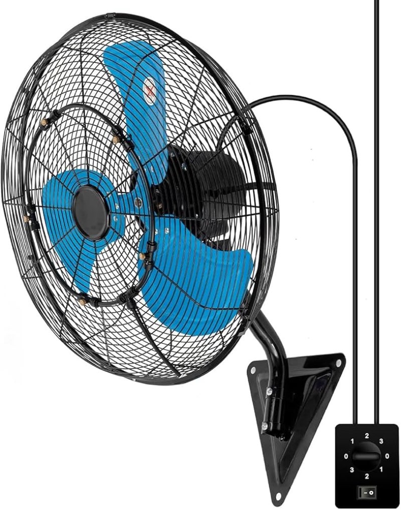 AZOUTDOOR Wall Mount Fan 7000 CFM, 20" High Velocity Wall Oscillation Fan 3-Speed Industrial Walls F