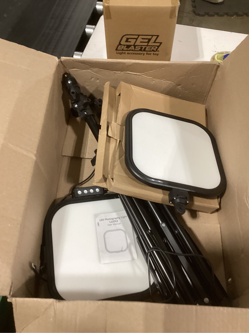 Condition photo showing As Is for Similar product2-Pack LED Video Light Kit, NiceVeedi Studio Light, 2800-6500K Dimmable Photography Lighting Kit with Tripod Stand&Phone Holder, 73\" Stream Light for Video Recording, Game Streaming, YouTube