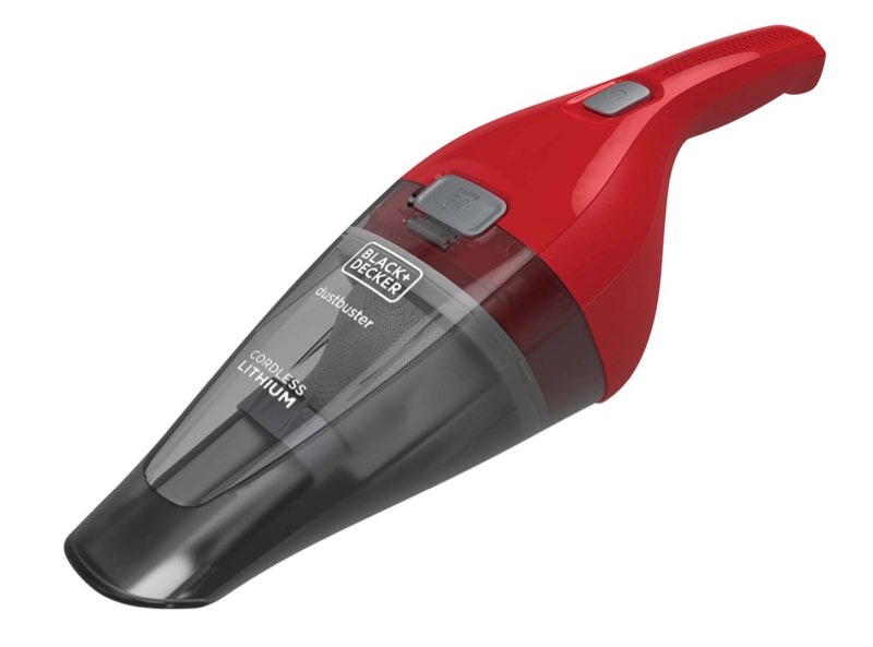 black+decker cordless handheld vacuum, dustbuster, for car & pet hair, bagless, lightweight, easy emptying, hnvc115jb06, red