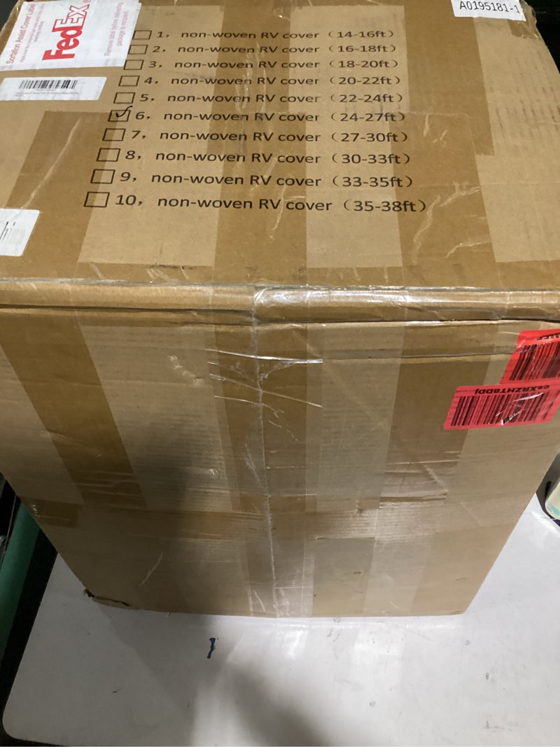 Condition photo showing Good Condition for mofeez travel trailer rv cover, extra-thick upgraded 7 layers for camper cover 24'-27' windproof waterproof rip-stop rv covers with adhesive repair patches, 2pcs extra straps & 4 tire covers