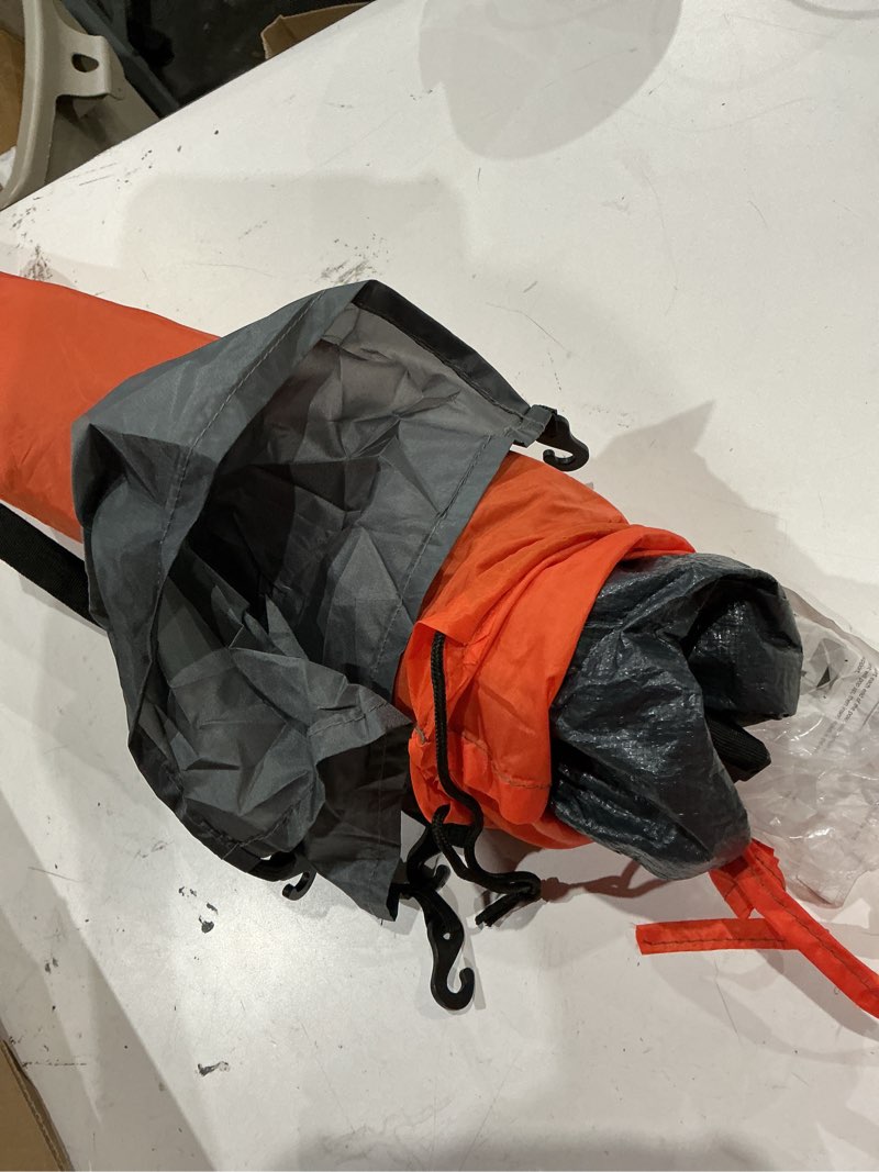 Condition photo showing As Is for 2-person camping tent - includes rain fly and carrying bag - lightweight compact outdoor tent for backpacking, hiking, or beaches by wakeman (orange)