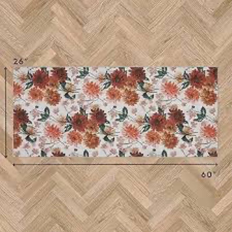 Laura Ashley Dahlias Chenille Machine Washable, Slip Resistant Accent and Runner Rugs
